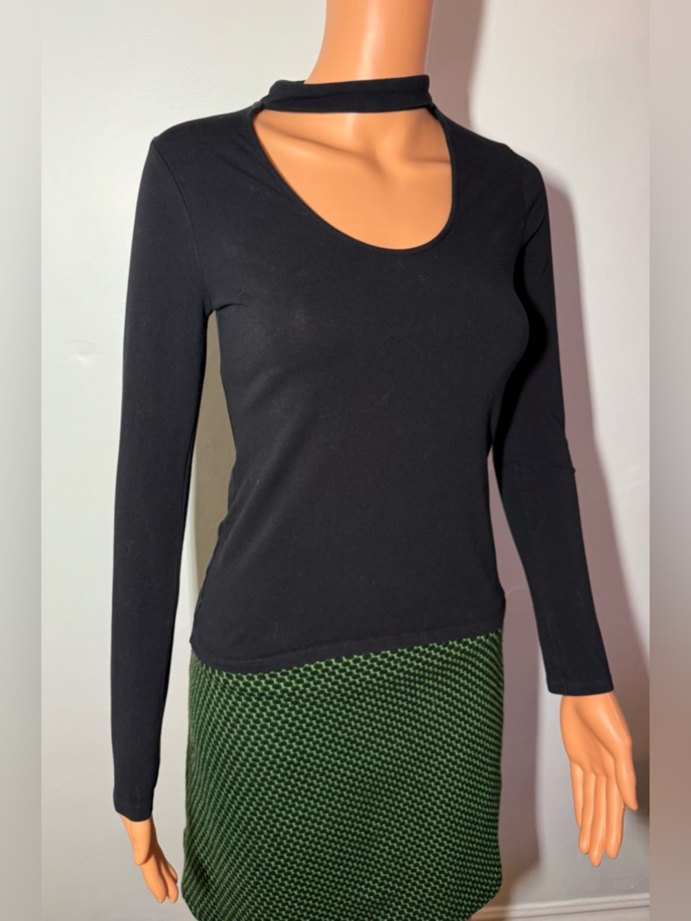 Express black, long sleeve tee w/neck piece (chocker) Sz. M